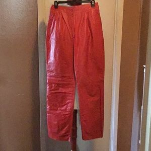 Vintage Red 100%Leather pants